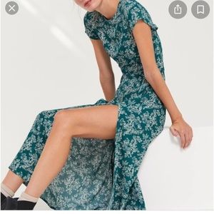 UO lindsey cap-sleeve midi dress TEAL